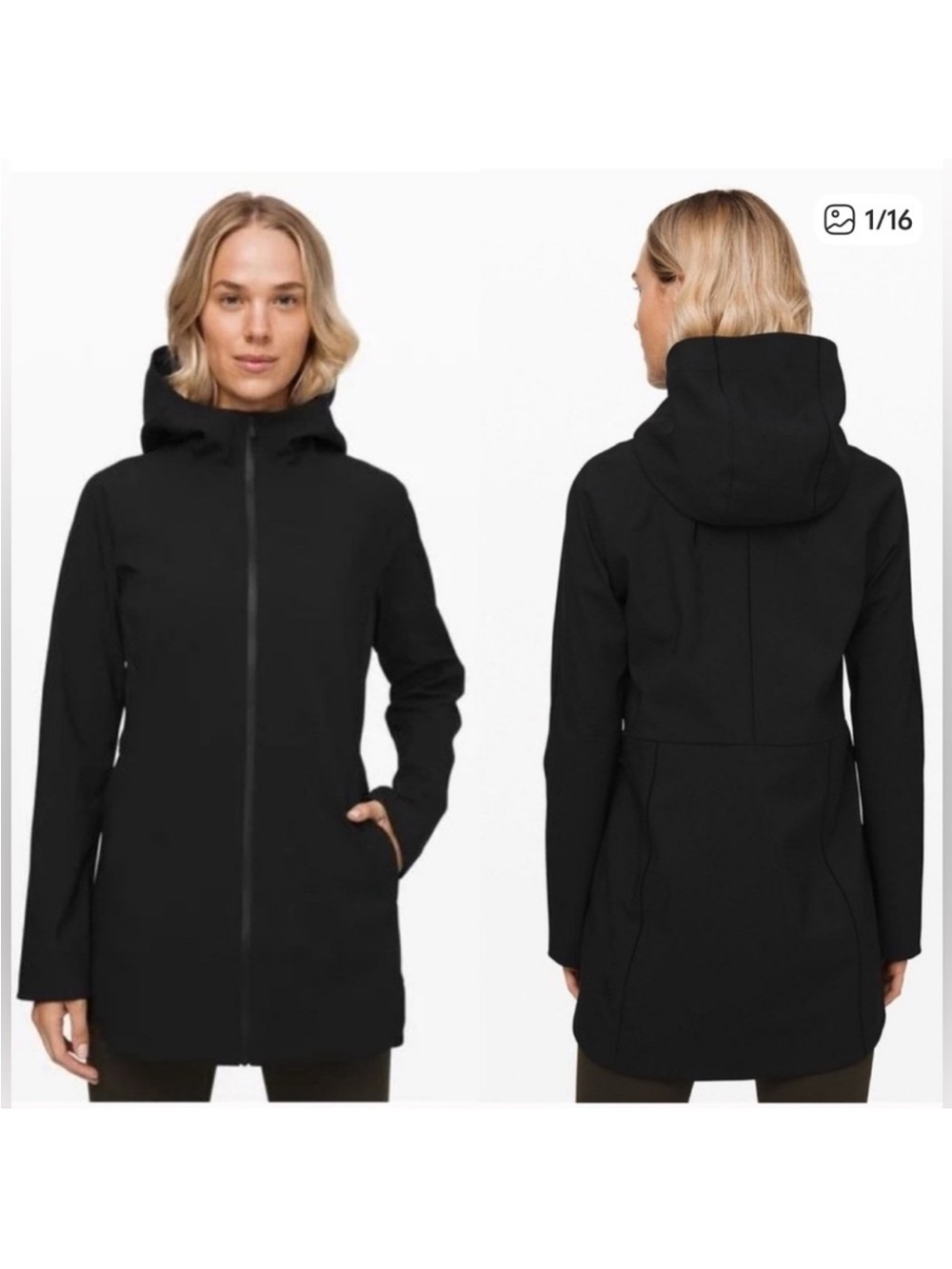 Lululemon Glyde Along Black Hooded Jacket - Lightweight Weather-Resistant Coat